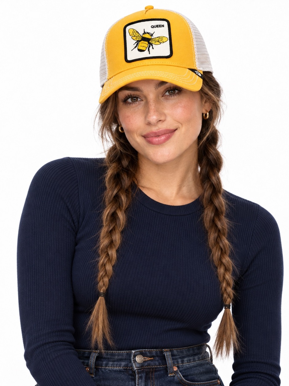 Women’s Yellow Bee Patch Trucker Cap - "Queen"